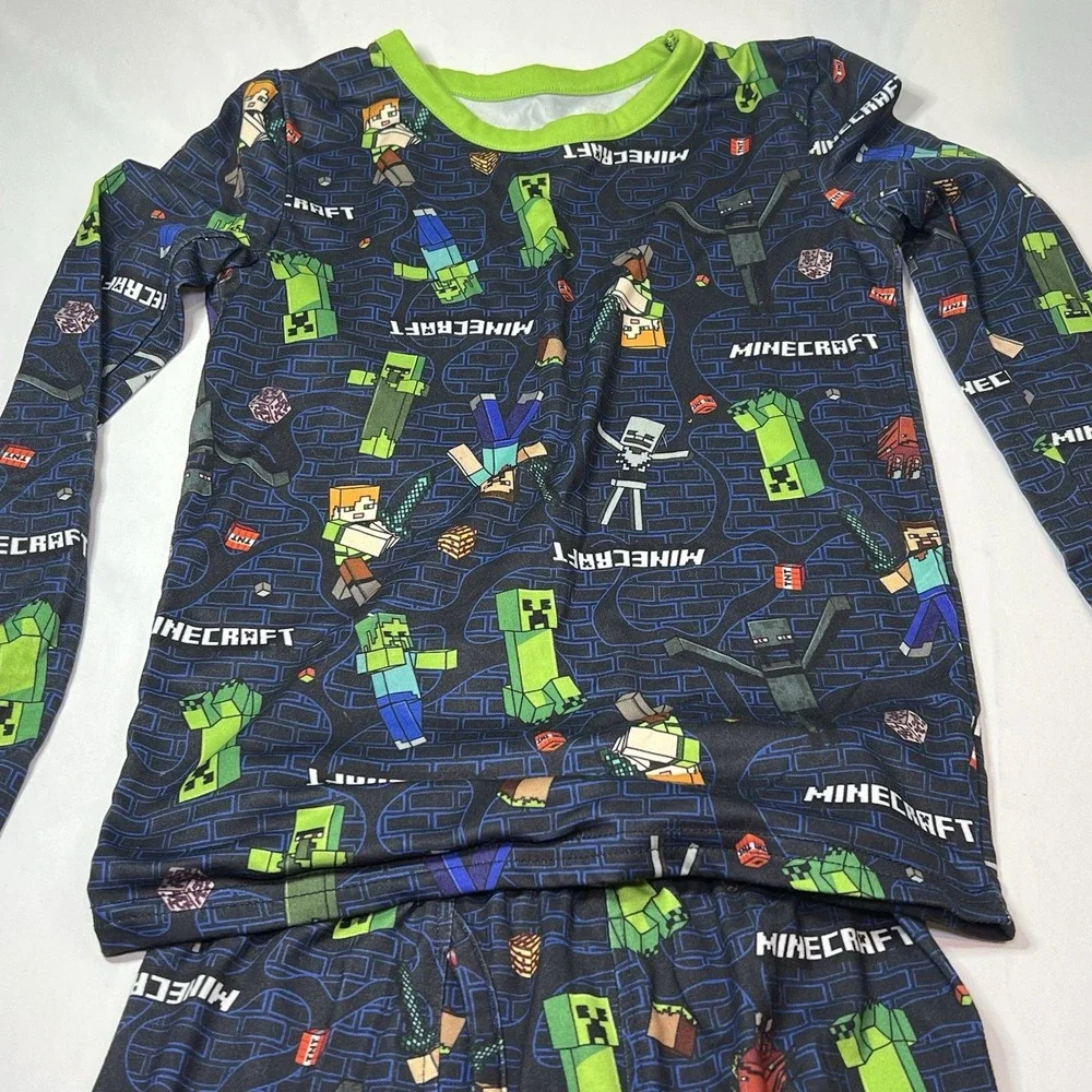 ClimateRight Boy's Minecraft Poly Spandex 2pc Top &‎ Pants Pajama Set Thermal PJ